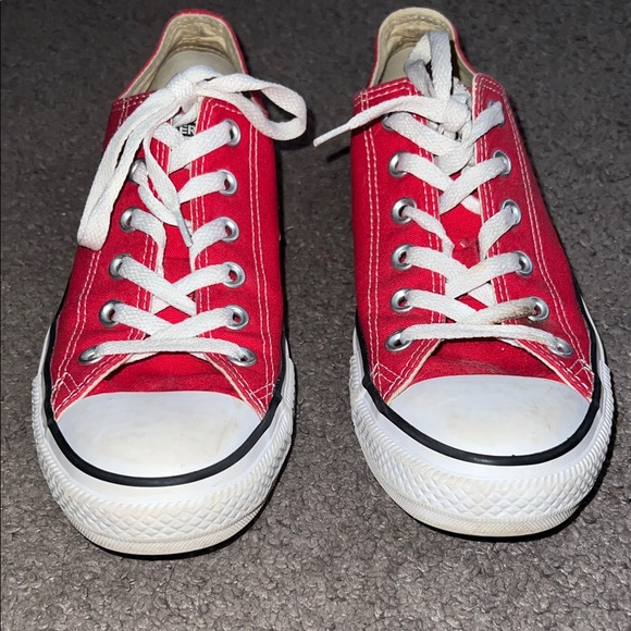 Converse Red Canvas Shoes with White Accents - Picture 3 of 6